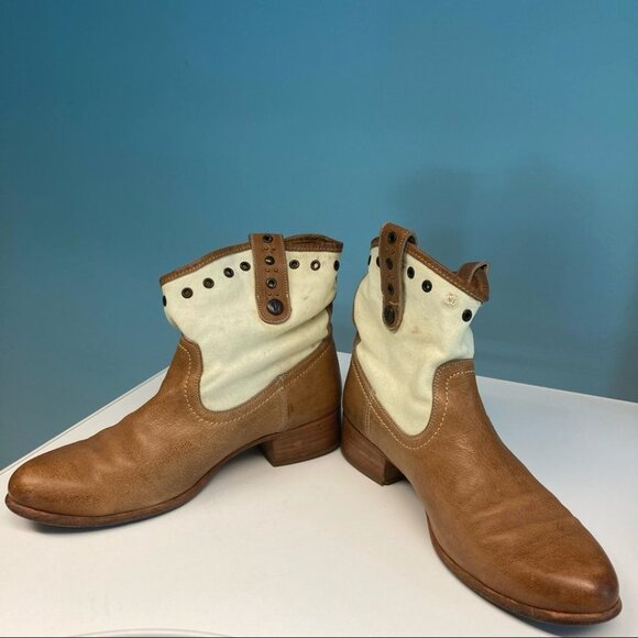 FRYE Sz 9.5 Amelia  Canvas Leather Pull On Booties - Picture 6 of 10